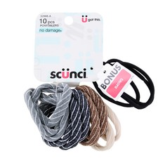Scunci No-Damage Ponytailers Assorted Colors, 10-Piece