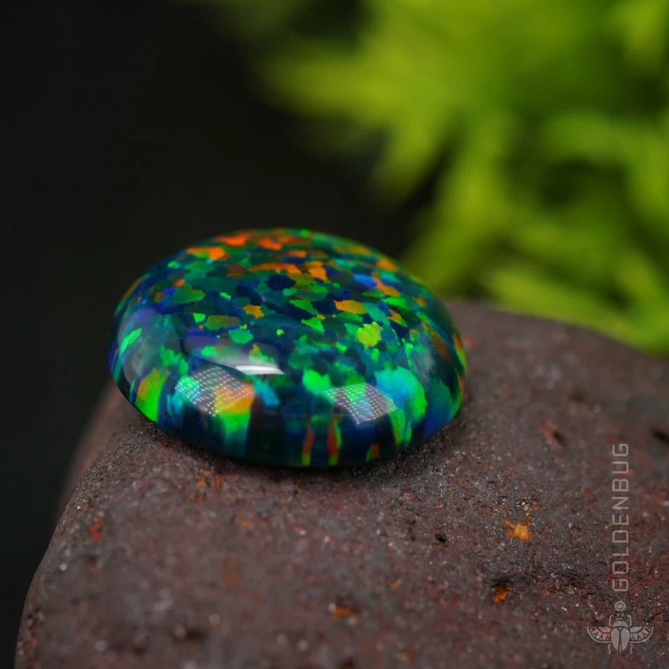 Cabujón redondo de ópalo negro flash multicolor piedra 3D cultivada piedra preciosa suelta 12 mm UE Foto 2 de 4