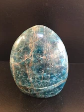 604G. .  Blue Apatite Free Form Standing, Healing Crystal Mineral Stone, 4"X3"