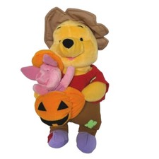 Disney Winnie The Pooh Halloween Scarecrow Pumpkin Piglet Plush 2001 13"