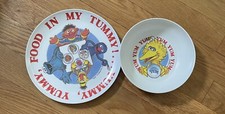 Sesame Street Cookie Monster, Bert Ernie, Oscar Plate Big Bird Bowl EUC