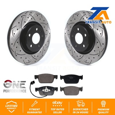 Front Coated Drilled Slot Disc Brake Rotor & Ceramic Pad Kit For Audi A4 Quattro