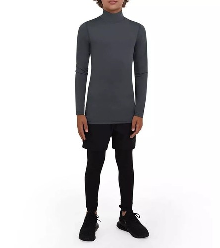 MENS COMPRESSION BASE-LAYER LONG SLEEVE TOP SKIN MOCK NECK TIGHT MUSCLE GYM - Picture 21 of 49