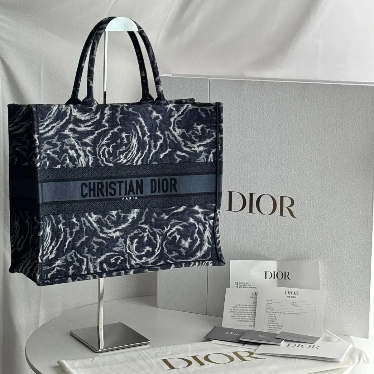 Dior Book Tote Bag Large bloo Rose Flower | eBay
