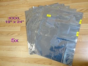 5x Silver Antistatic bags, 19" X 24", 48cm X 61cm, Anti -Static ,Open-Top,  ESD
