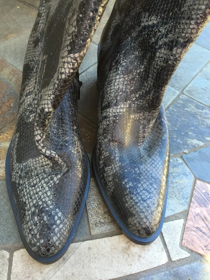 SAM & LIBBY CUERO Piel de Serpiente OCCIDENTAL Vaquero Cremallera Lateral Botines Mujer Talla 5.5 Foto 2 de 4