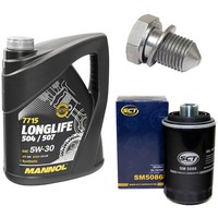 MotoröL Set ÖLfilter SM5086 5W30 5Liter + ÖLablassschraube FüR Audi Seat Skoda
