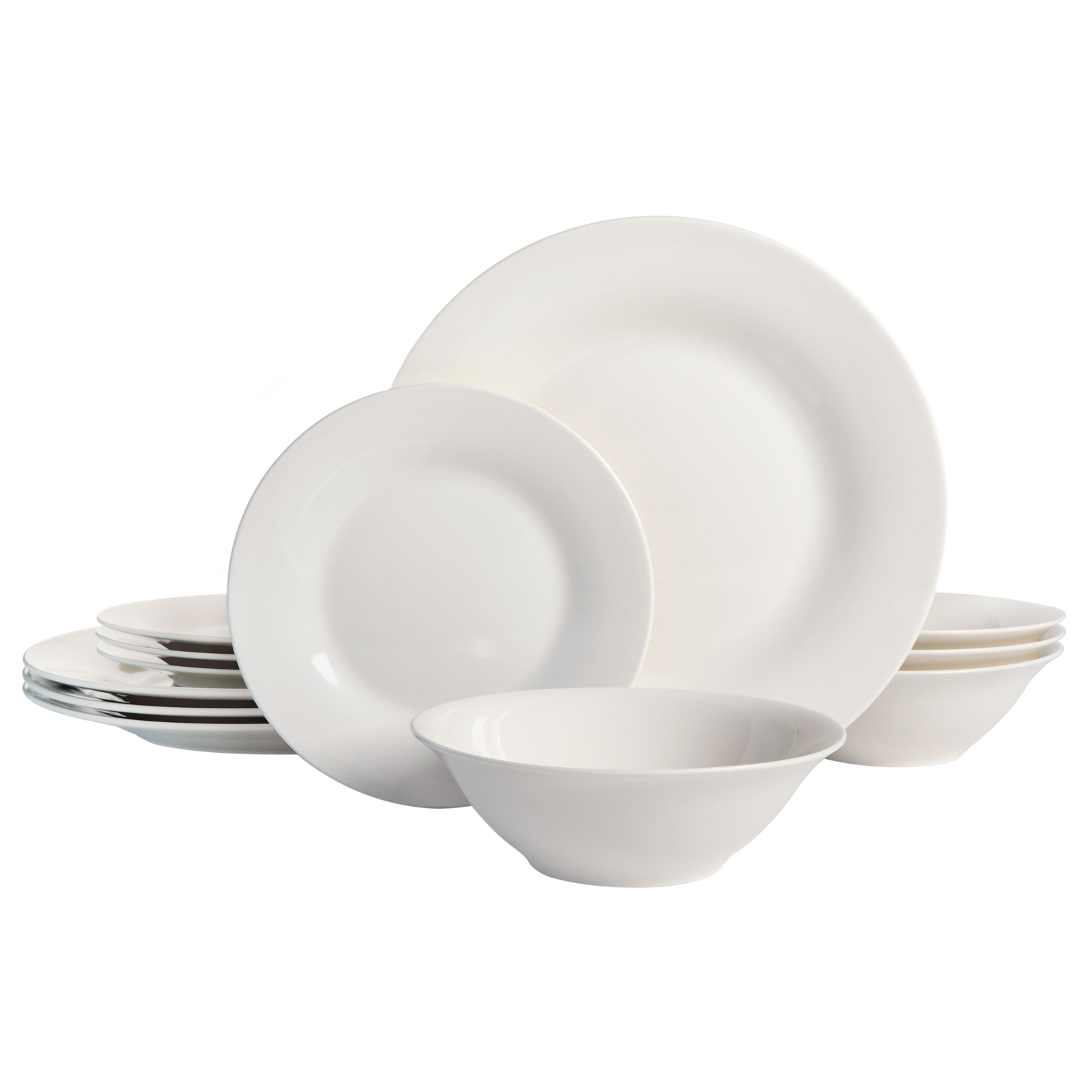 Gibson Home Everyday Round White Stoneware 12-Piece Dinnerwa