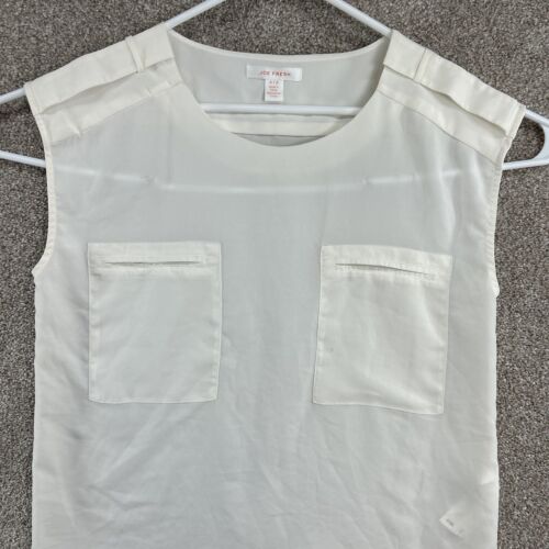 Joe Fresh Women's Blouse Size Small White Sheer Pockets Sleeveless - Picture 2 of 10