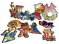 Vintage Christmas Ornament Plastic Stained Glass Craft Master Lot Of 10 1980s