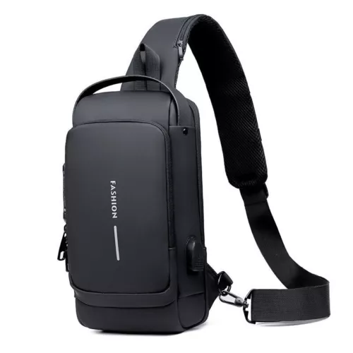 Men's Sling Backpack Waterproof Anti-theft Shoulder Crossbody Chest Bag USB Port - Picture 15 of 20