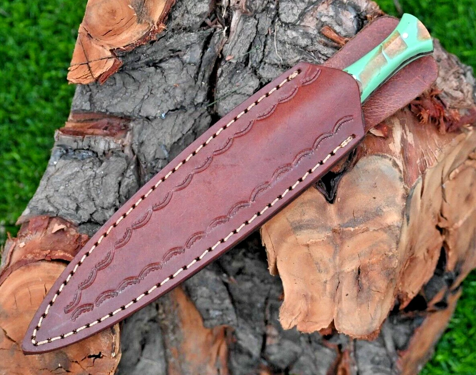 CUCHILLO BOTA DAGA DE ACERO DAMASCO FORJADO HECHO A MANO PERSONALIZADO SUPERVIVENCIA EDC 863 Foto 4 de 4