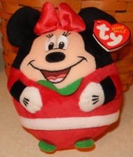Ty Beanie Ballz Disney Minnie Mouse Christmas Holiday Plush Ball Roll Throw
