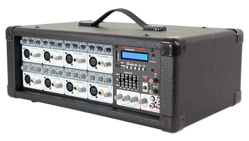 Rockville RPM80BT 2400w Powered 8 Channel Mixer/Amplifier w/Bluetooth/EQ/Effects - Image 4 of 4