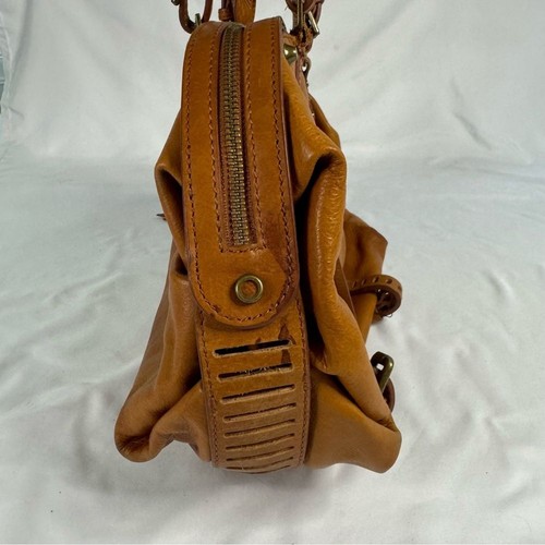 Joelle Hawkens camelbraun Leder Medium Satchel Handtasche Reißverschluss Boho - Bild 6 von 12