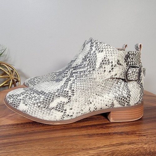 Steven Chavi Leather Snakeskin Ankle Boots Booties Size 8 snake print casual - Picture 3 of 16