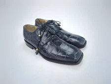 RARE! MAURI Men's Sz US 8 Genuine Alligator Crocodile Square Toe Shoes Blue