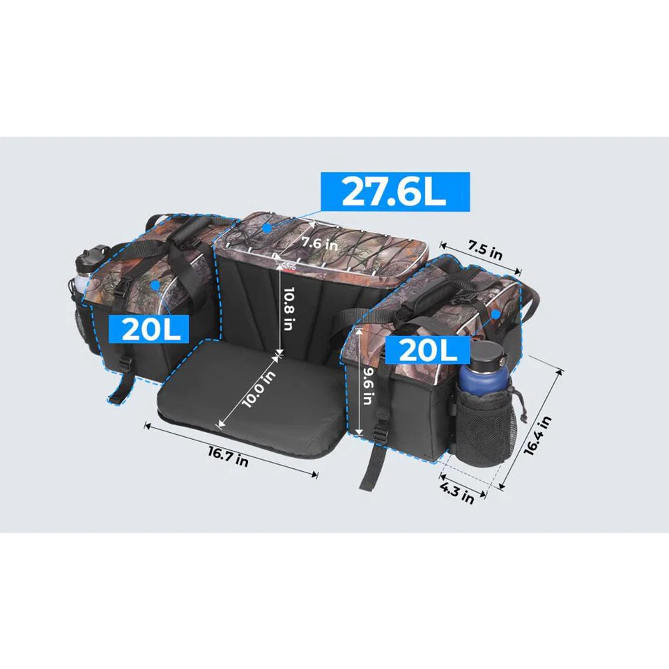 Upgraded ATV Rear Seat Rack Storage Bag w/Cushion Cooler for Polaris Sportsman - Image 2 of 4