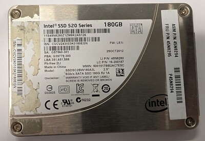 Intel 520 Series 180GB Internal 2.5'' (SSDSC2BW180A3L) SSD