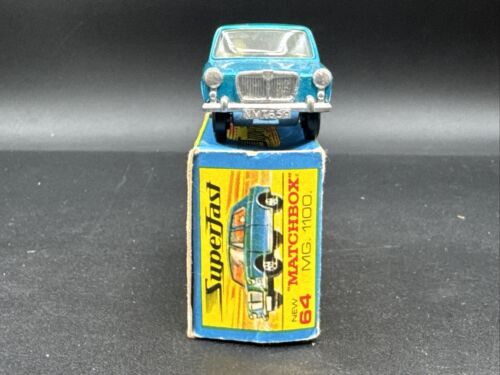 Vintage Lesney Matchbox Superfast #64 BLUE MG 1100 Original Box COMPLETE many ++ - Picture 2 of 8
