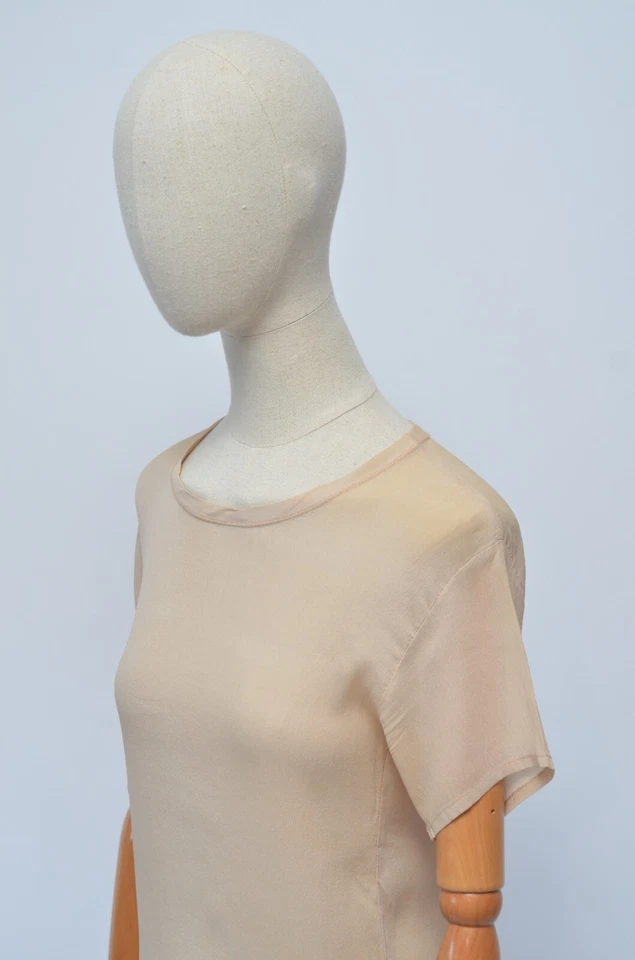 PLEASE Issey Miyake Camiseta Vintage Beige Seda y Viscosa Ligera M Hecha en Italia Foto 2 de 4