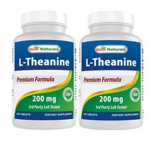 2 Pack Best Naturals L-Theanine 200 mg 120 Tablets