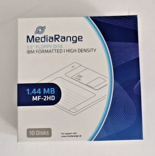 50 MediaRange Disketten 1,44MB MF2HD mit Label IBM DOS formatiert Floppy MR200