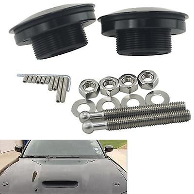 2* Universal Push Button Billet Hood Pins Lock Clip Kit Car Quick Latch Bonnet