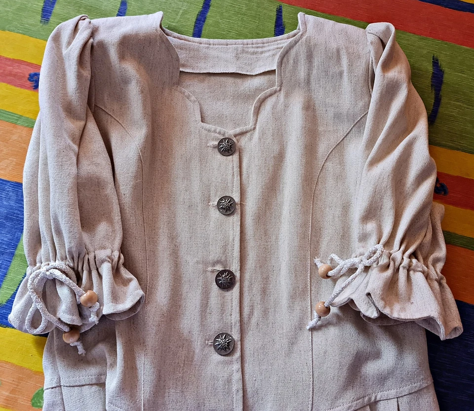 DRESS VINTAGE AUTHENTIC TRACHTEN HANDMADE OKTOBERFEST DIRNDL LINEN :US 12/EU 40 - Image 4 of 4