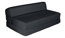 Kaikoo Small Double Fabric Chair Bed Jet Black Convertible Sofa Guest