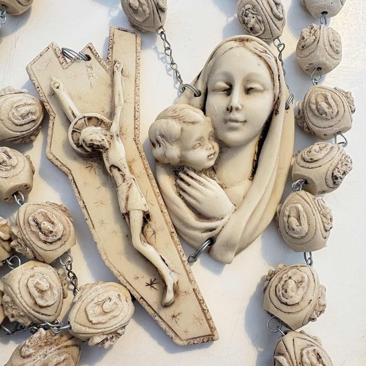Vintage Large Wall Rosary Carved Resin Catholic Religious Italy | eBay