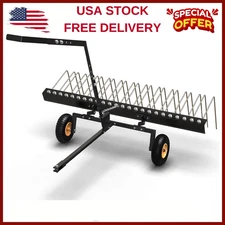 60"Tow Behind Dethatcher w/24 Steel Tines,Lawn Dethatcher Rake,Mower,ATV Tool
