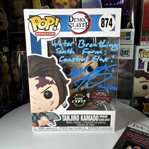 Funko Pop Tanjiro Kamado 874 Chase Demon Slayer Signed Inscribed by Zach Aguilar