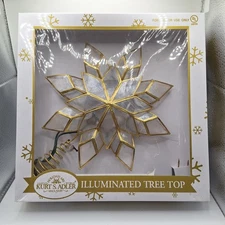 Kurt Adler 8 Pointed Star Christmas Tree Topper Kapiz Capiz Shell Brass Lighted 