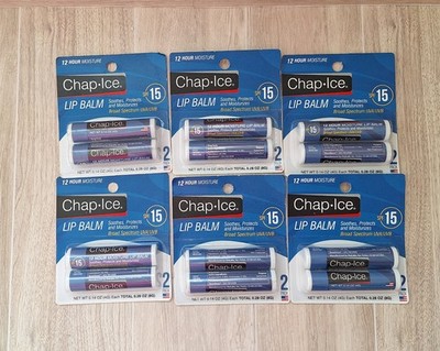 Chap Ice Lip Balm SPF 15 Broad Spectrum UVA/UVB 12 Tubes in 6 Packs of 2