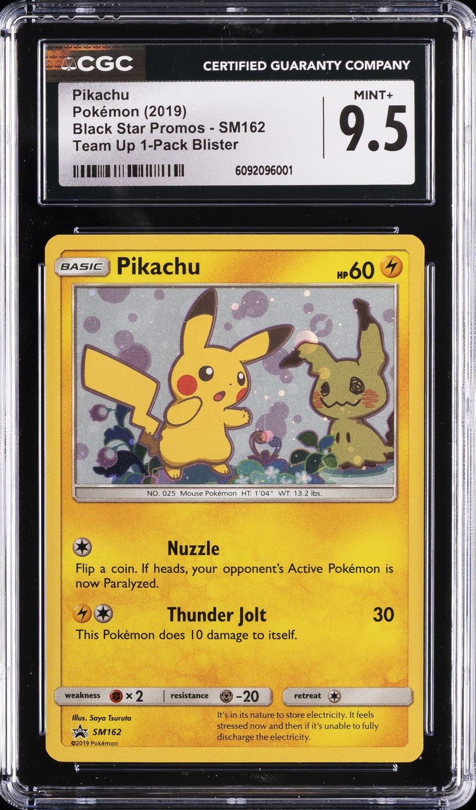 2019 POKEMON BLACK STAR PROMOS - TEAM UP 1-PACK BLISTER #SM162 PIKACHU CGC 9.5
