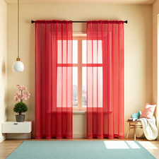 Window Sheer Curtains 2 Panels Basic Rod Pocket Panels 100x200cm