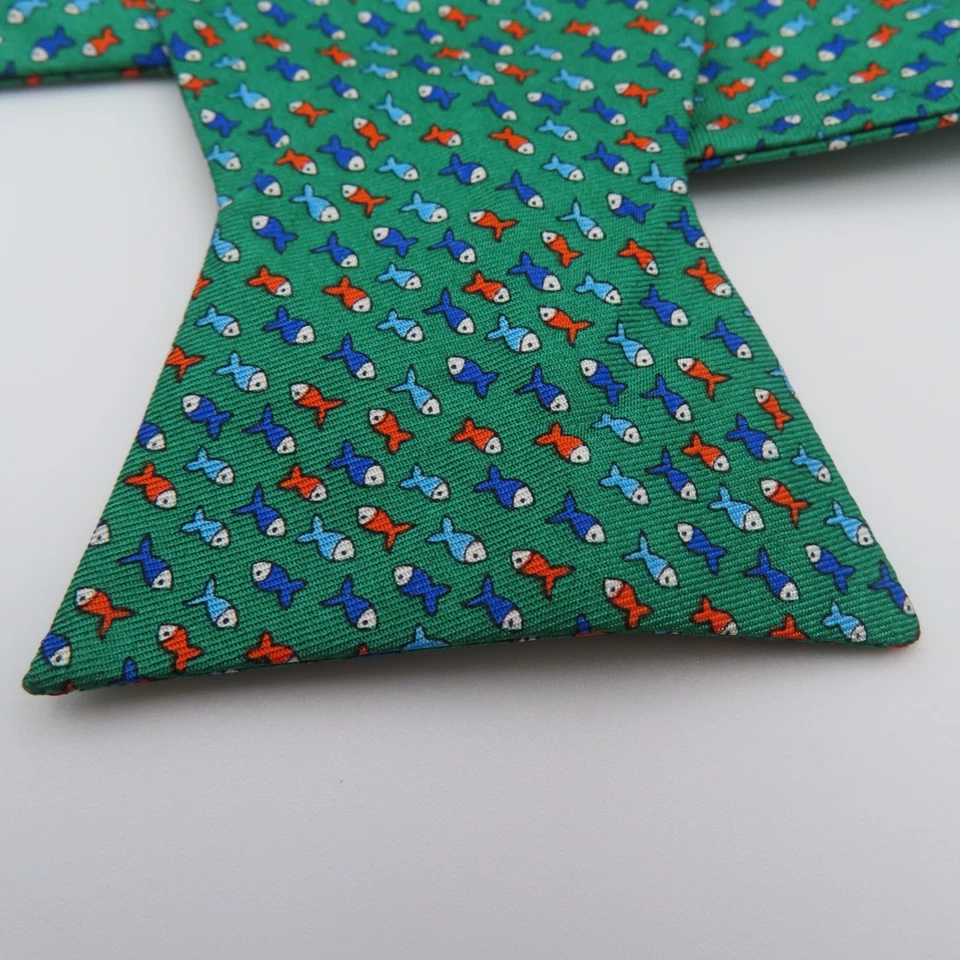 Pajarita de seda Izod verde naranja azul pez lunares 2,5" de ancho Foto 2 de 4