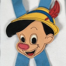 Vintage Disney Leather Character Face Suspenders PINOCCHIO Blue Straps
