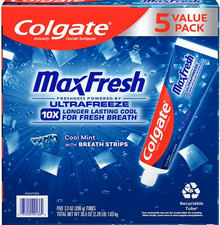 Colgate MaxFresh Toothpaste with Mini Breath Strips, Cool Mint, 7.3 oz., 5 pk 0.51 per gallon