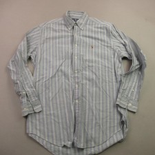 Polo Ralph Lauren Shirt Mens 15.5-34 Long Sleeve Yarmouth Button Up Stripes Blue
