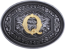 Western Cowboy Belt Buckle for Men Women Initial Letters A-Z Texas Rodeo Belt Bu