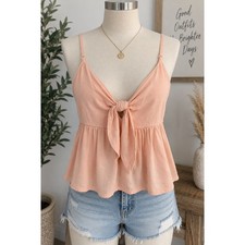 L.A. Hearts Y2K Peach Tie Front Babydoll Cami   Small