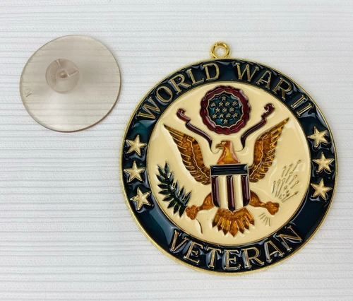 Vintage U.S. World War II Veteran Glass Sun Catcher Ornament Window Military