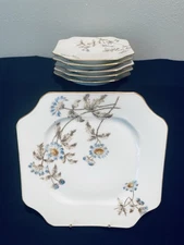 Charles Field Haviland GDM Limoges Square 7.5” Salad, Dessert Plates Gold Trim 6