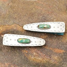 Sterling Silver 980 Turquoise Gemstone Hair Clip Barretts
