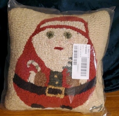 Chandler 4 Corners Laura Megroz  Christmas Round Santa Claus 14'' Hooked Pillow