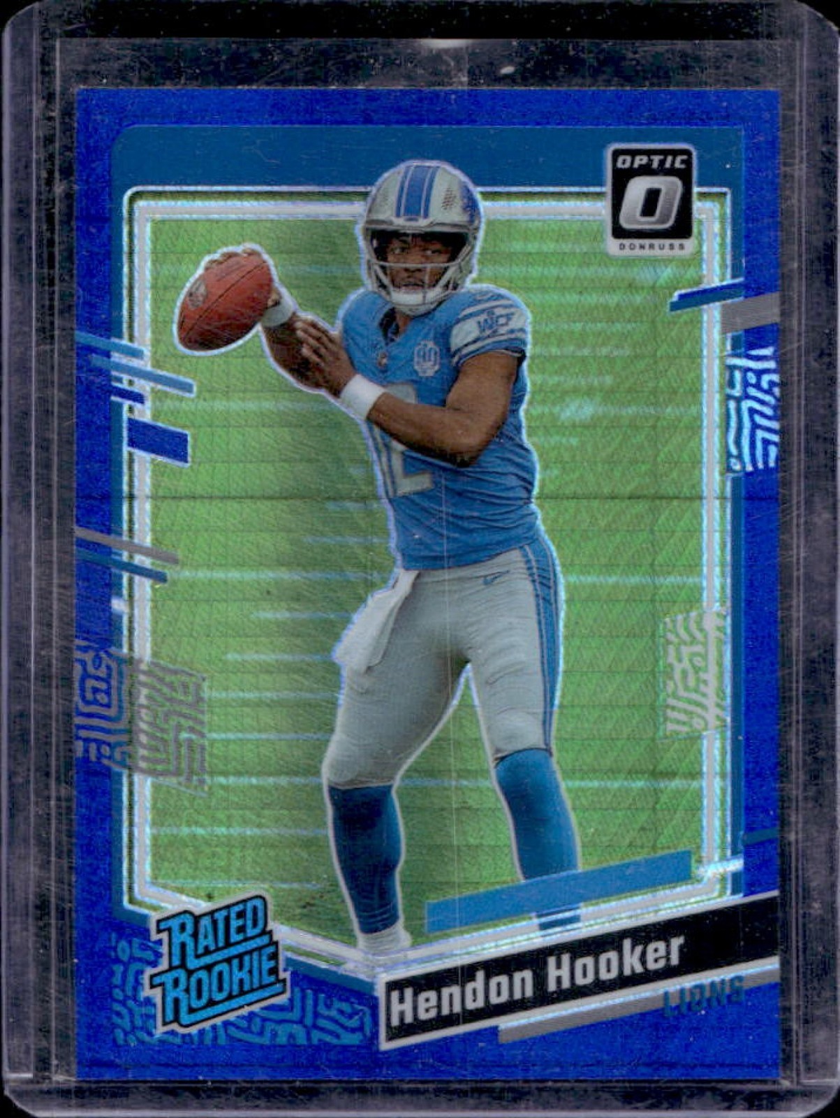 2023 Donruss Optic Hendon Hooker Blue Hyper Prizm Rated Rookie #234 Lions