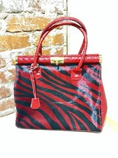 Vtg Rare Borse In Pelle Made In Italy Genuine Leather Croc Like/animal Fur Purse