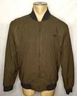 Mens Fred Perry army green brown zip-up bomber jacket size Large